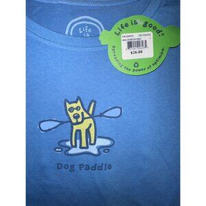 NWT Life is Good Women's T-shirt "Dog Paddle"  Size Small